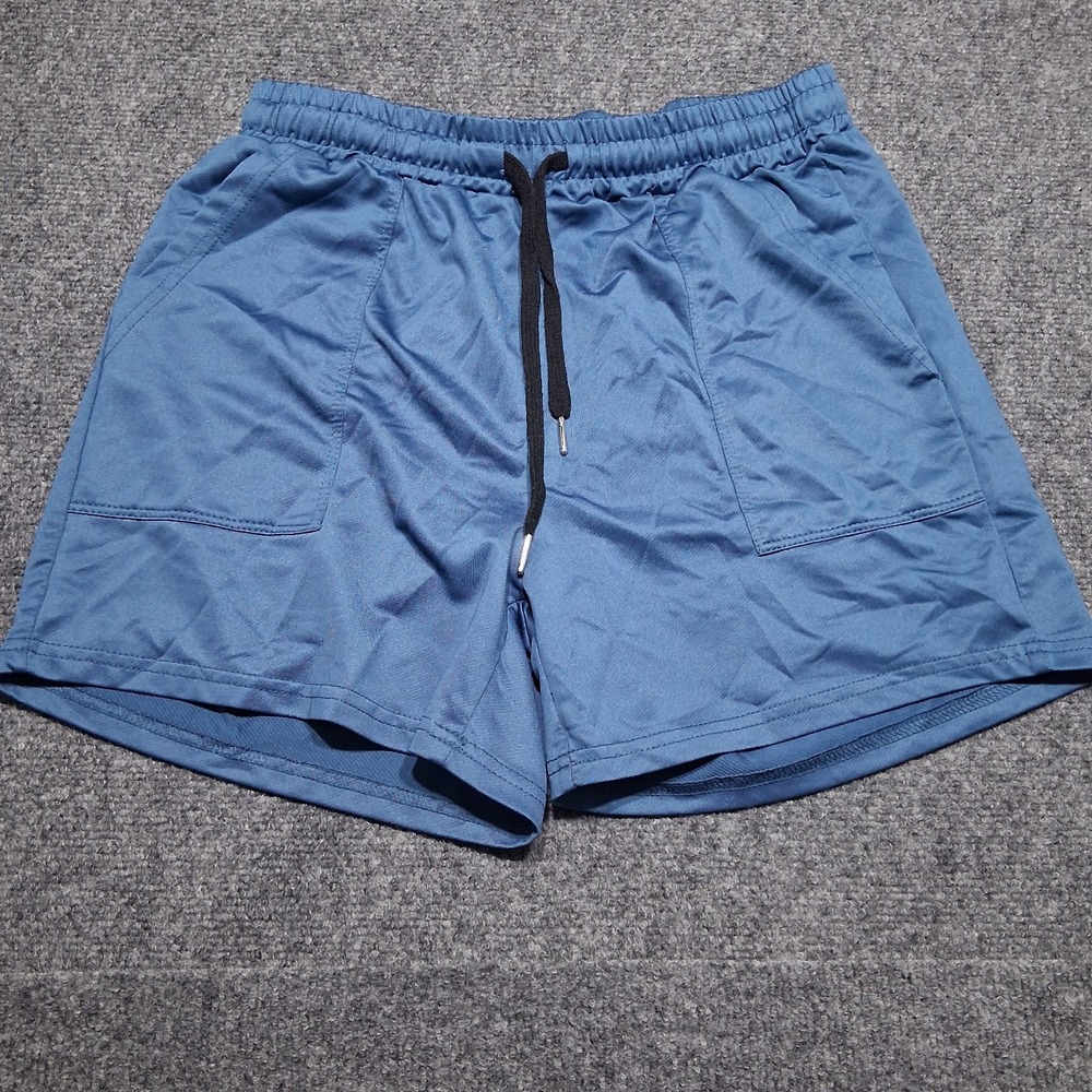 Manfinity Mens Blue Athletic Shorts Size M Elastic Drawstring Waist Gym Running
